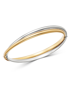 Bloomingdale's Made in Italy Crossover Bangle Bracelet in 14K Yellow & White Gold - 100% Exclusive