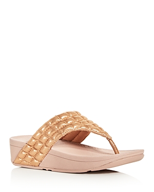 Fitflop Lulu Padded Shimmy Suede Flip Flop In Rose Gold