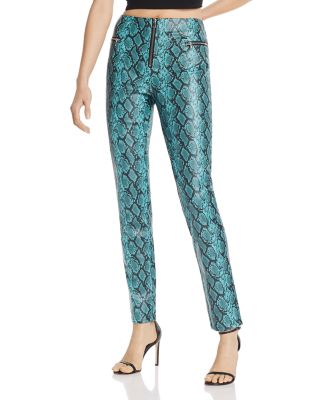 teal leather pants