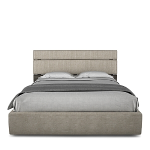 Huppe Plank Short Upholstered Platform Queen Bed In Anthracite Birch