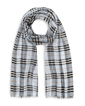 Burberry Vintage Check Lightweight Wool Silk Scarf In Pale Blue