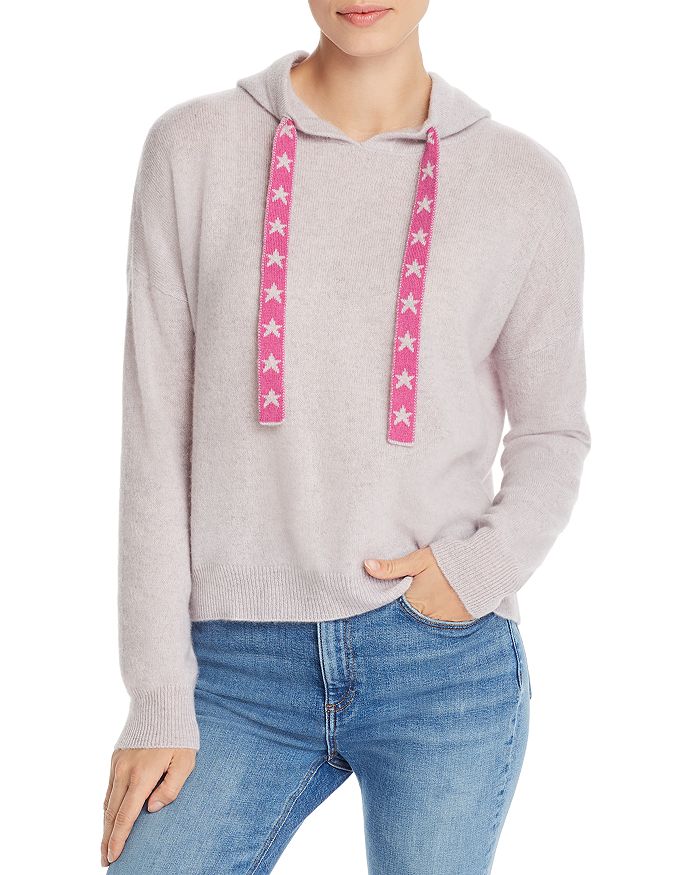 Aqua Cashmere Star-drawstring Hooded Cashmere Sweater - 100% Exclusive In Dove/rosebud