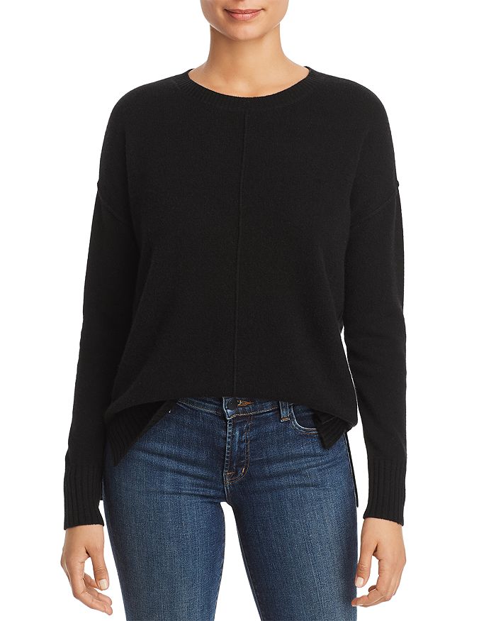 C By Bloomingdale's High/low Cashmere Crewneck Sweater - 100% Exclusive In Black