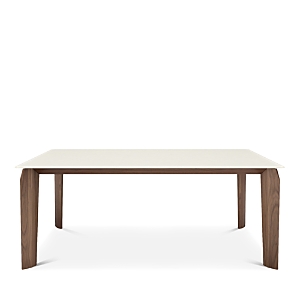 Huppe Magnolia 76 Lacquered Glass Top Dining Table In Light Natural Walnut / Cream Glass