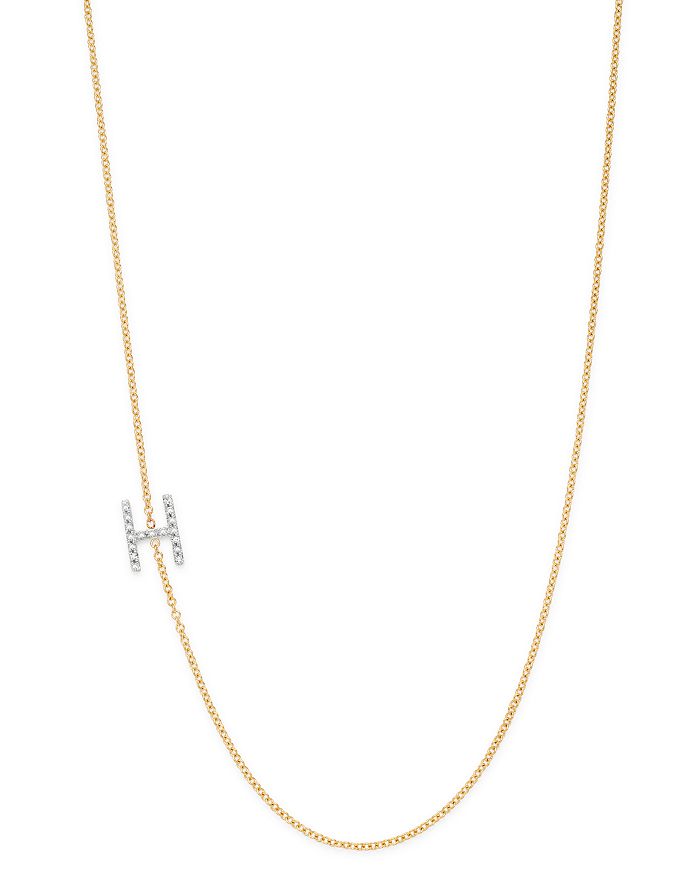 Zoe Lev 14k Yellow Gold Diamond Asymmetric Initial Necklace, 18 In H/gold