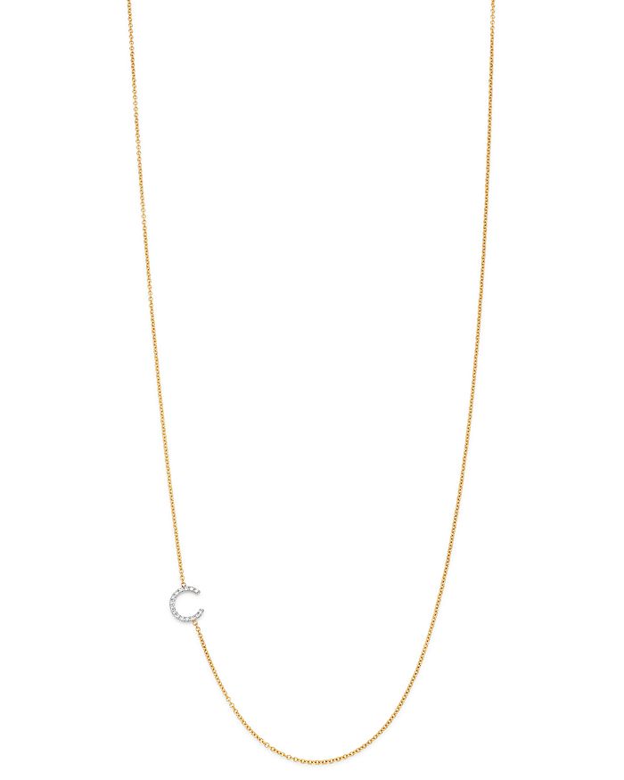 Shop Zoe Lev 14k Yellow Gold Diamond Asymmetric Initial Necklace, 18 In C/gold