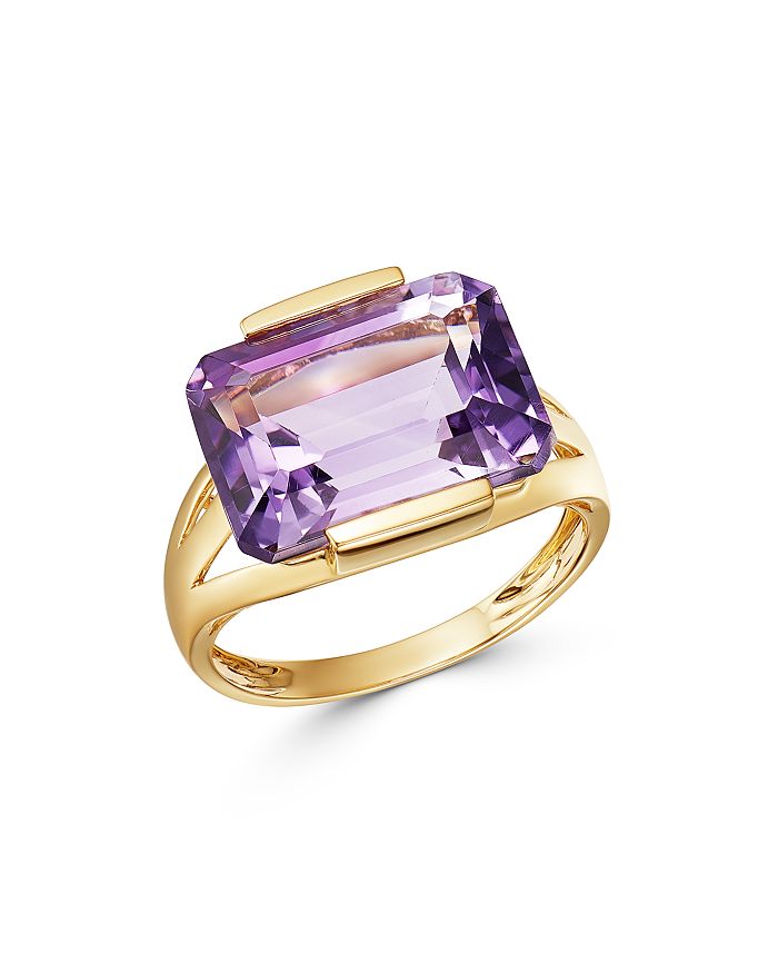 Bloomingdale's Amethyst East-west Ring In 14k Yellow Gold - Exclusive In Purple/gold