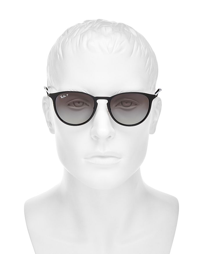 Shop Ray Ban Ray-ban Erica Polarized Classic Round Sunglasses, 54mm In Shiny Black/light Gray