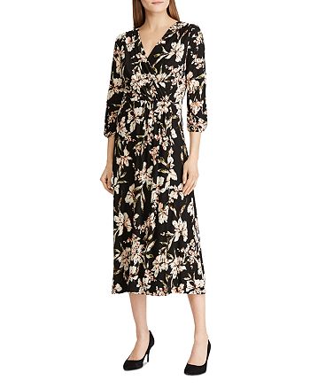Ralph Lauren Floral Faux-Wrap Midi Dress | Bloomingdale's