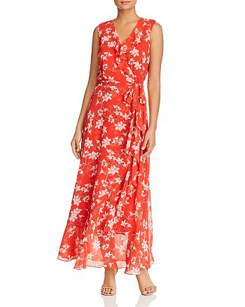 Calvin Klein Ruffled Wrap Maxi Dress | Bloomingdale's