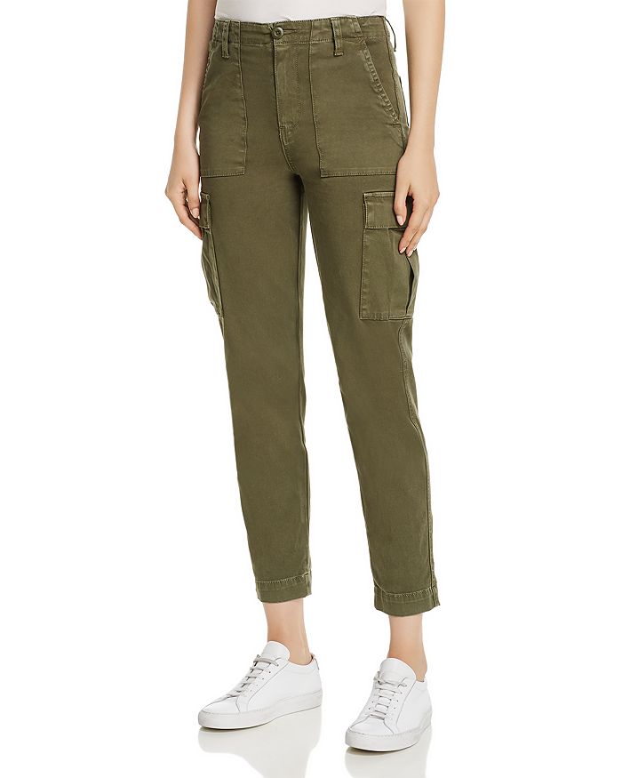 Hudson High-Rise Cropped Straight-Leg Utility Jeans in Washed Troop ...