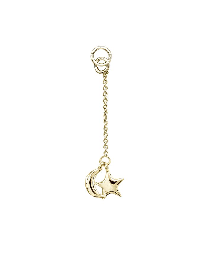 Aqua Dangling Half Moon & Star Charm In 18k Gold-plated Sterling Silver Or Sterling Silver - 100% Exclusi In Moon & Star/gold