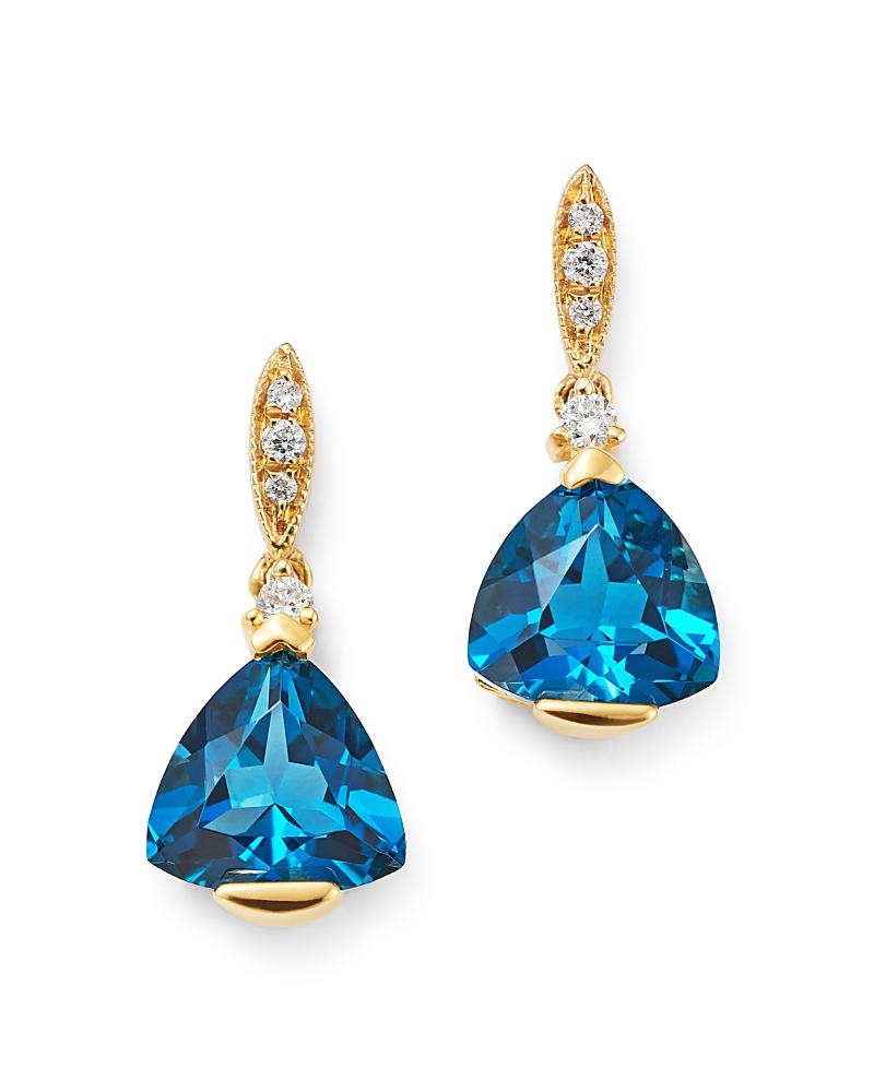 Bloomingdale's Fine Collection London Blue Topaz & Diamond-Accent Earrings in 14K Yellow Gold