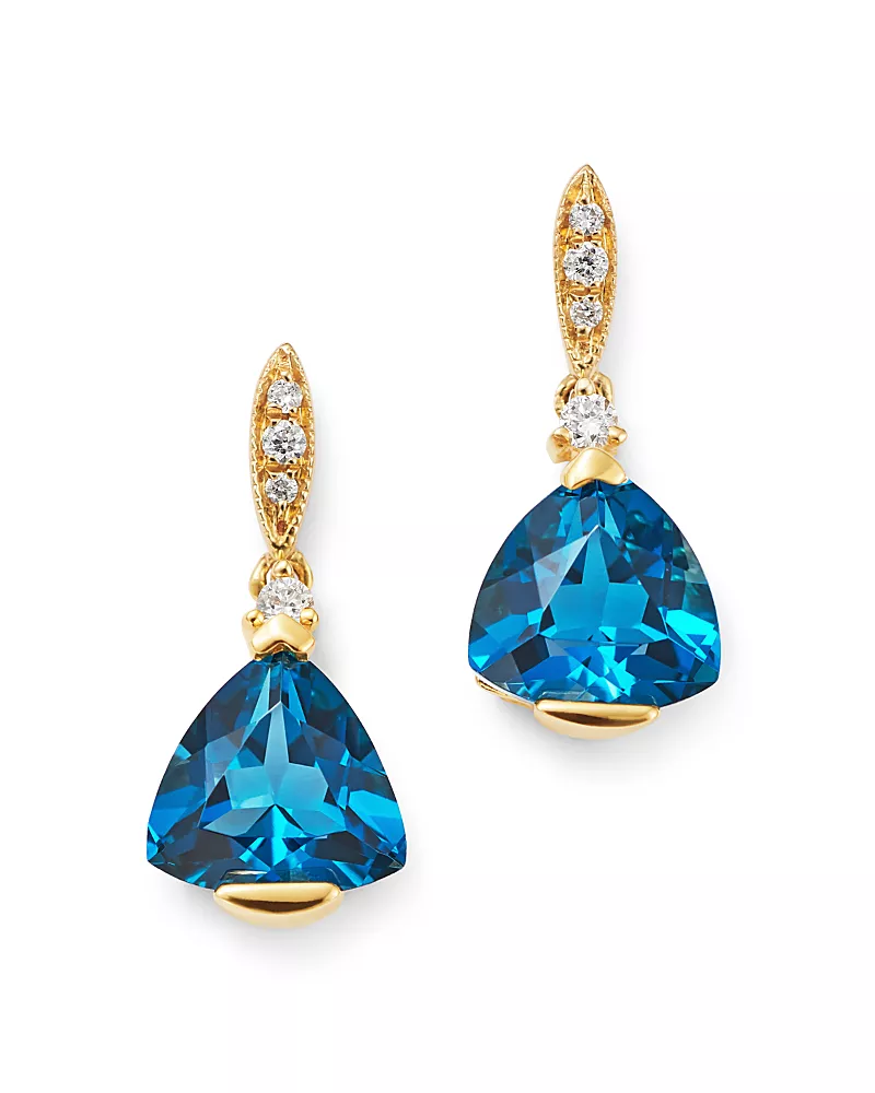 Bloomingdale's Fine Collection London Blue Topaz & Diamond-Accent Earrings in 14K Yellow Gold