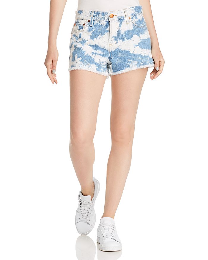 ALICE AND OLIVIA ALICE AND OLIVIA AMAZING MID-RISE TIE-DYED VINTAGE JEAN SHORTS,CD377101BEG