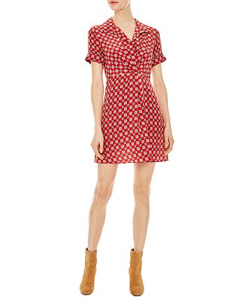 Sandro Violet Geo-Print Silk Mini Dress | Bloomingdale's