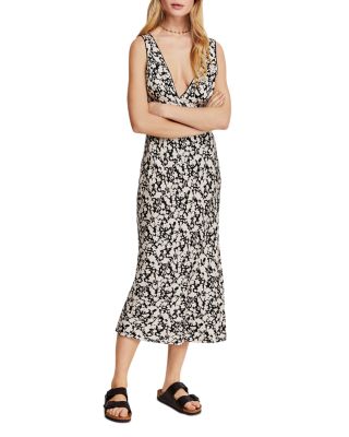 knee length dresses for ladies Miss Divine V-Neck Maxi Dress Flower Blue– Selfie Leslie main image 0