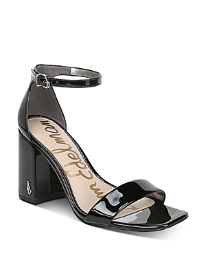 Sam Edelman Daniella Ankle-strap Leather Sandals In Black Patent Leather