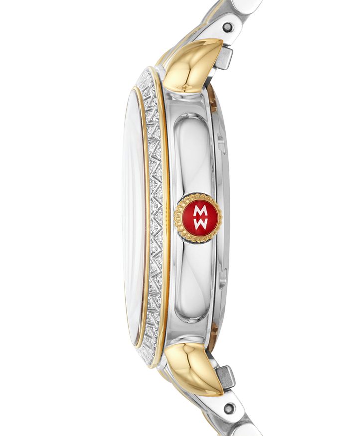 Shop Michele Sidney Classic Diamond Watch, 33mm In White/multi
