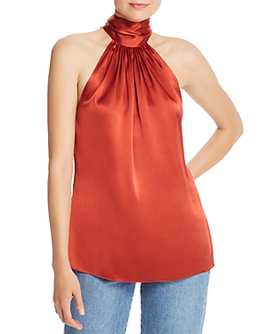 Ramy Brook Lori Silk-blend Draped Top In Clay