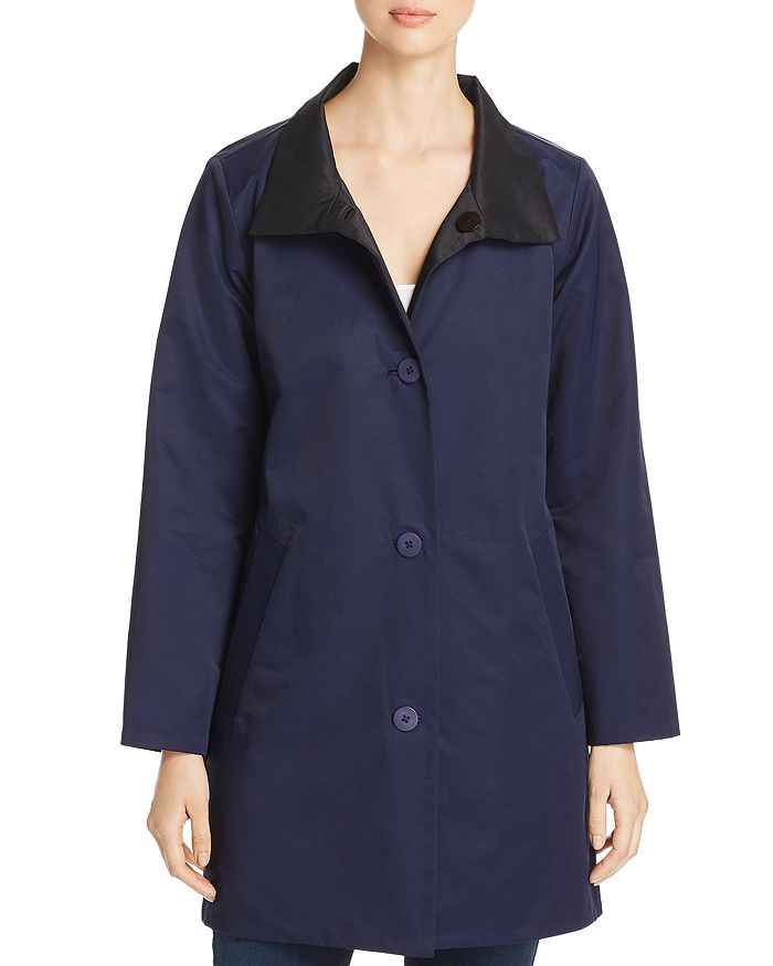 Eileen Fisher Petite Reversible Button-Front Coat With Stand Collar In ...