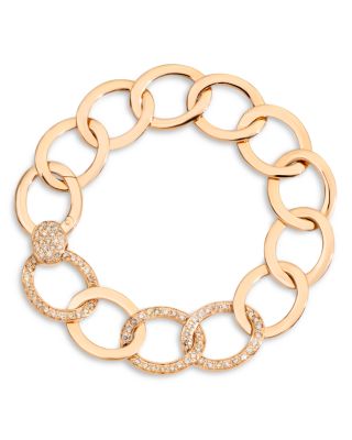 Pomellato - 18K Rose Gold Brera Brown Diamond Chain Link Bracelet