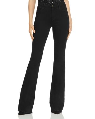 FRAME Le High Rise Flare Jeans in Film Noir