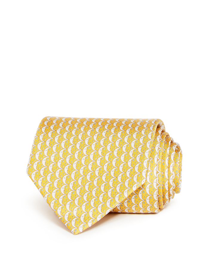 Ferragamo Cresent Moon Classic Silk Tie In Yellow