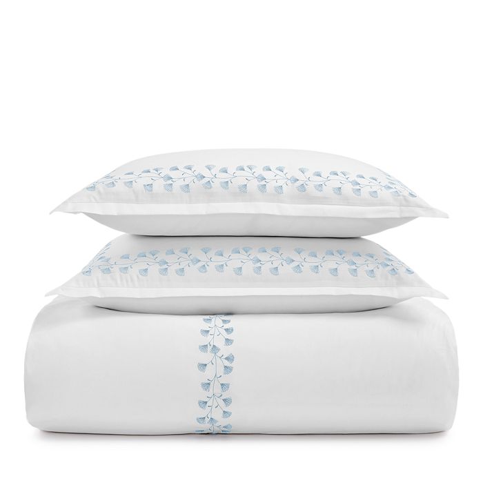 Sky Floral Embroidered Duvet Cover Set Full Queen 100