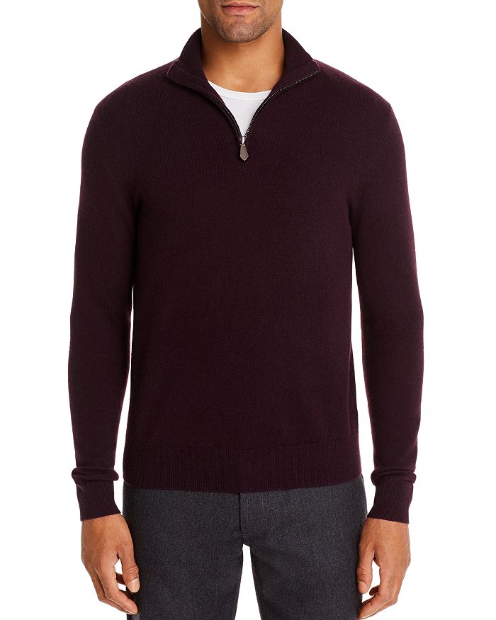 The Men's Store At Bloomingdale's Cashmere Half-zip Sweater - 100% Exclusive In Raisin
