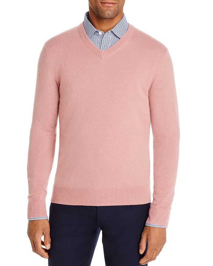 The Men's Store At Bloomingdale's Cashmere V-neck Sweater - 100% Exclusive In Chalk Pink