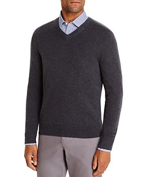 $379 Bloomingdale's Men's Gray Pullover Quarter-Zip Merino Wool Sweater Size S 