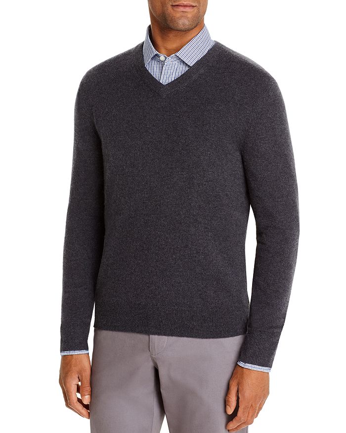 The Men's Store At Bloomingdale's Cashmere V-neck Jumper - 100% Exclusive In Coal