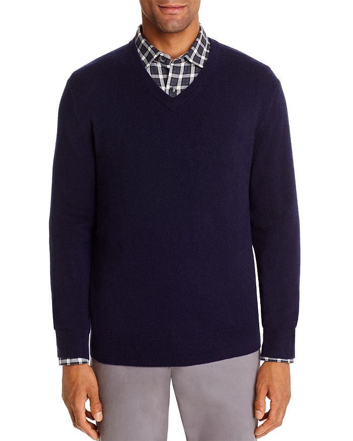 The Men's Store At Bloomingdale's Cashmere V-neck Jumper - 100% Exclusive In Navy Blue