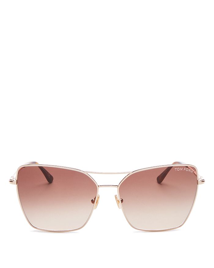 Tom Ford Women's Sye Brow Bar Square Sunglasses, 61mm In Shiny Rose Gold/gradient Brown Gradient