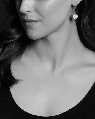 Sterling Silver Caviar Spark Diamond Drop Earrings