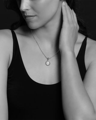 Sterling Silver Caviar Spark Diamond Pendant Necklace, 18"