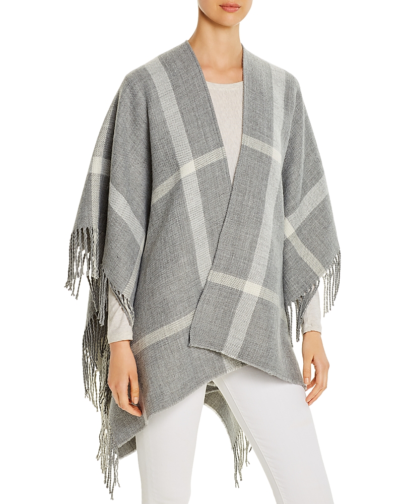 Aqua Reversible Windowpane Ruana - 100% Exclusive In Gray