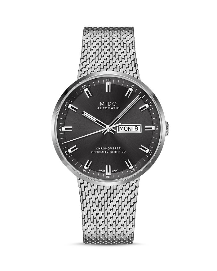 Shop Mido Commander Watch, 42mm In Black/silver