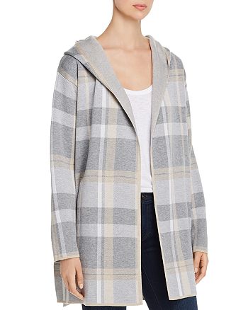 Calvin Klein Plaid Hooded Sweater Jacket | Bloomingdale's