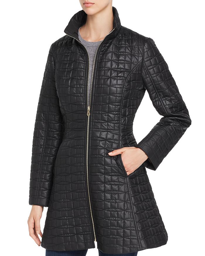 Kate Spade New York Fit-and-flare Bow-quilted Coat In Black | ModeSens