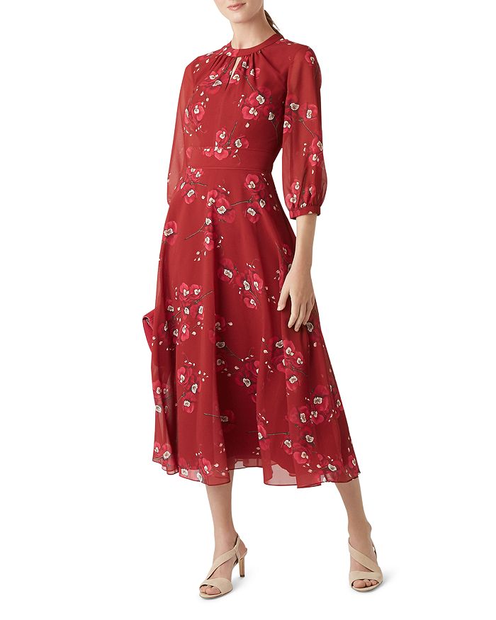 HOBBS LONDON Samantha Floral Midi Dress | Bloomingdale's