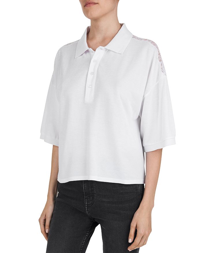 THE KOOPLES LACE-INSET PIQUE POLO SHIRT,FPOL19001S