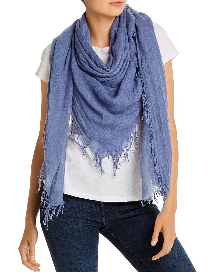 Chan Luu Fringed Cashmere & Silk Scarf In Indigo