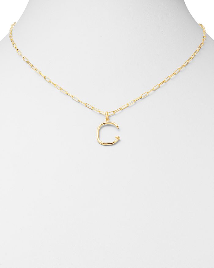 Shop Zoe Lev 14k Yellow Gold Large Nail Initial Necklace, 18 In C/gold