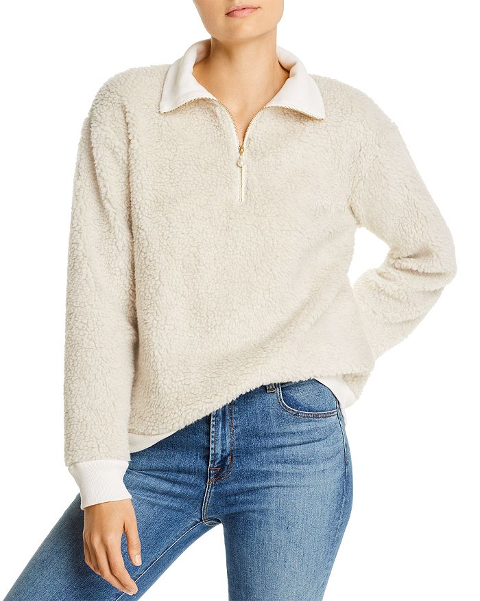 Donni Charm Gold Accent Half Zip Sherpa Pullover Bloomingdale s