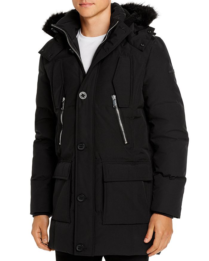 KARL LAGERFELD FAUX FUR TRIMMED QUILTED PARKA,LO9C0176