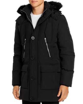 KARL LAGERFELD PARIS Faux Fur Trimmed Quilted Parka | Bloomingdale's