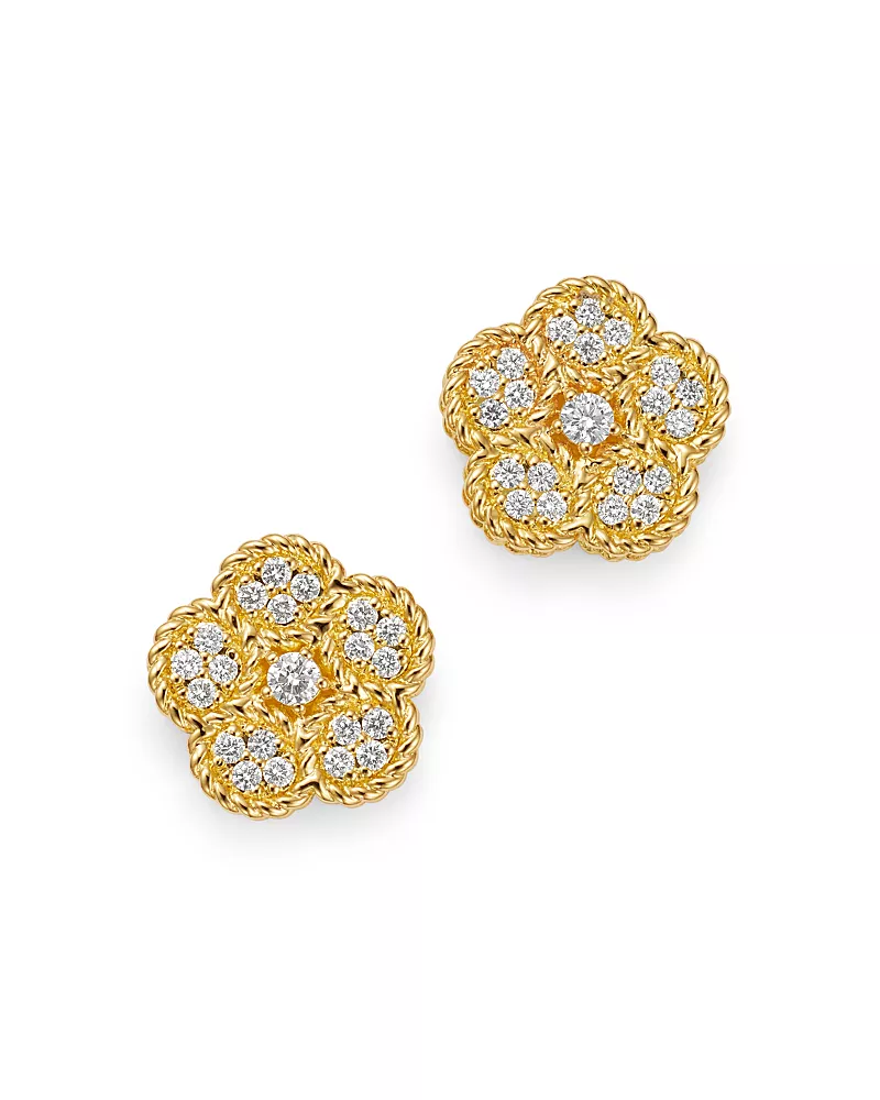 Roberto Coin 18K Yellow Gold Daisy Diamond Stud Earrings - Exclusive
