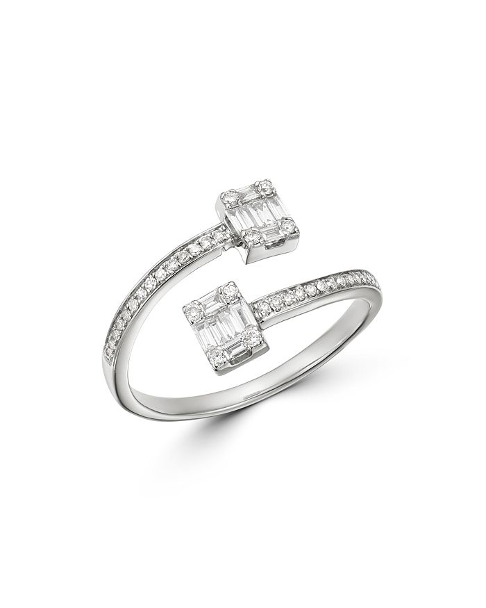 Bloomingdale's Diamond Mosaic Bypass Ring In 14k White Gold, 0.35 Ct. T.w. - 100% Exclusive
